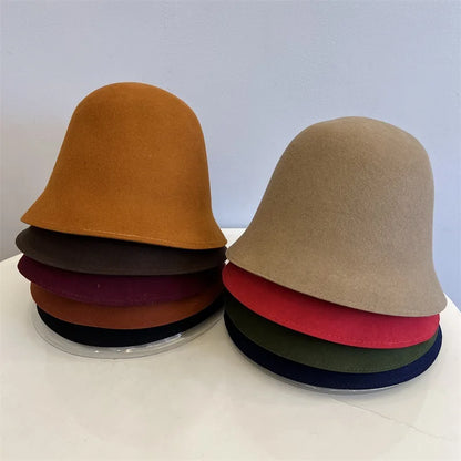Vintage Elegant Wool Felt Warm Basin Hat