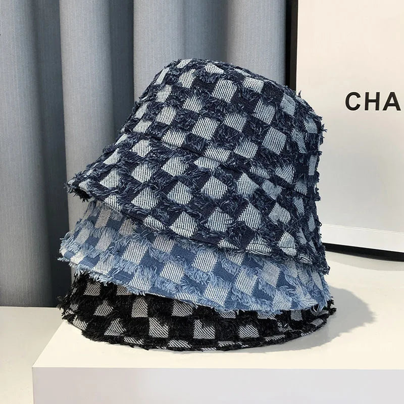Checked Cotton Plaid Bucket Hat