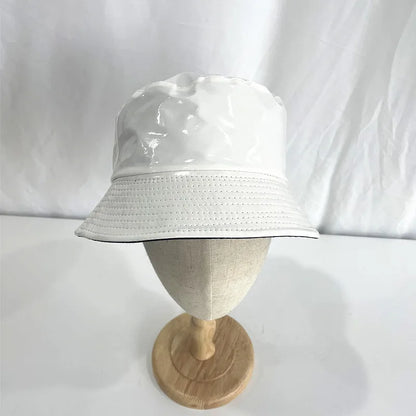 Laser Color Reversible Leather Bucket Hat Men Women