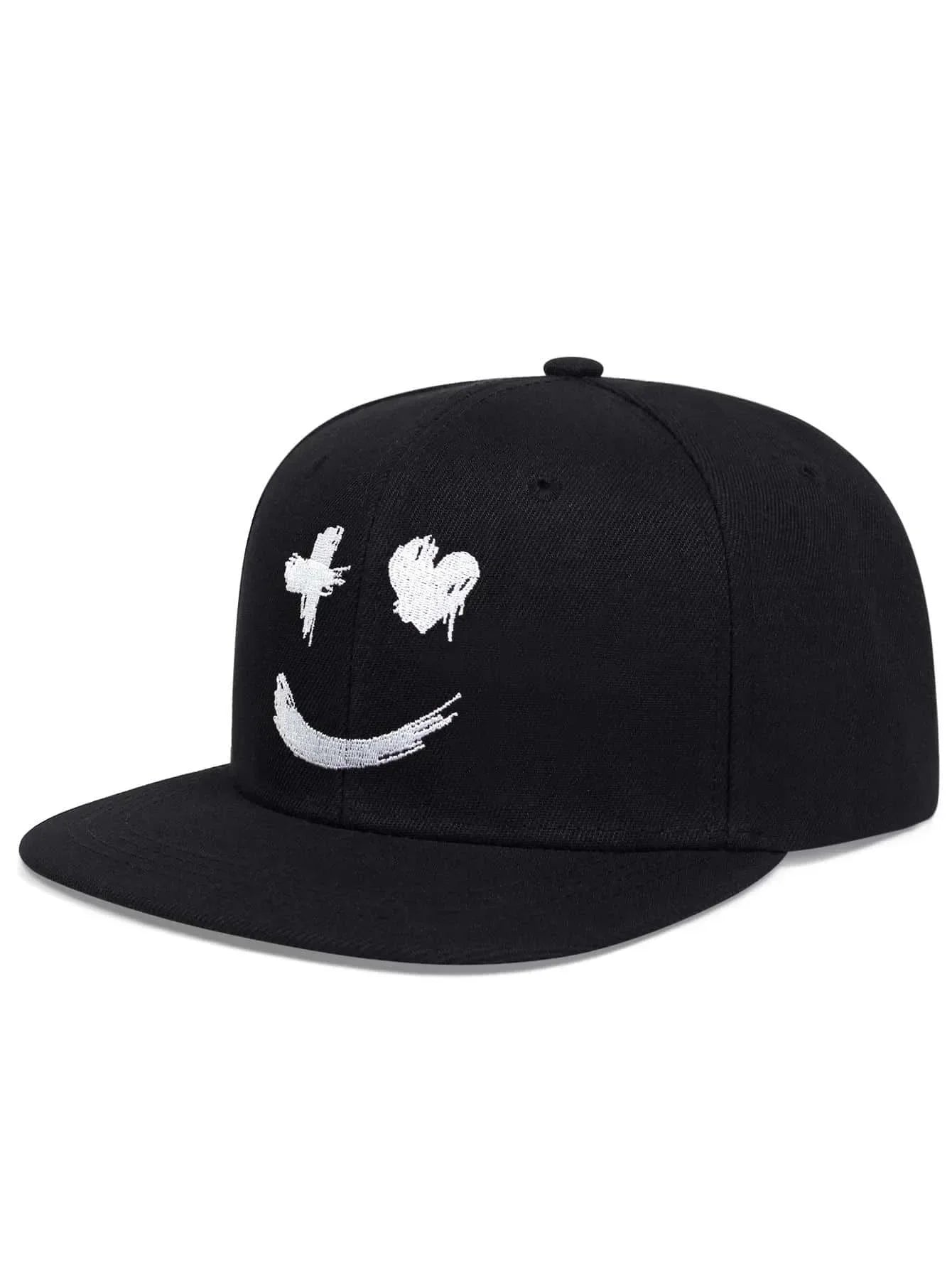 Grin Embroidery UV Protection Cotton Snapback Cap