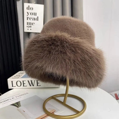 Fluffy Fur Earflap Winter Bucket Hat
