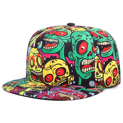 Skeleton Print Flat Brim Hat