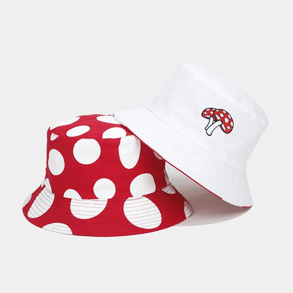 Cotton Cartoon Mushroom Print Bucket Hat