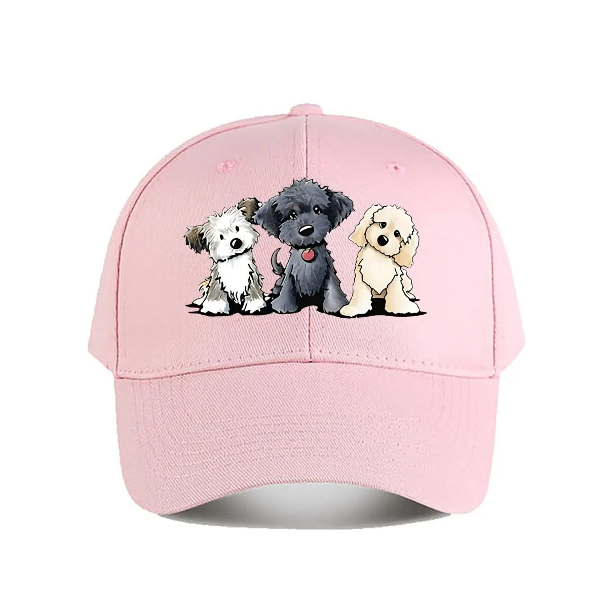 Cute Three Dogs Washed Cotton Snapback Baseball Cap