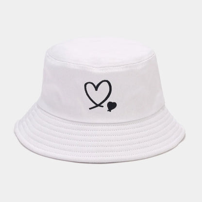 Unisex Cotton Embroidered Love Bucket Hat Casual Outdoor Beach Travel