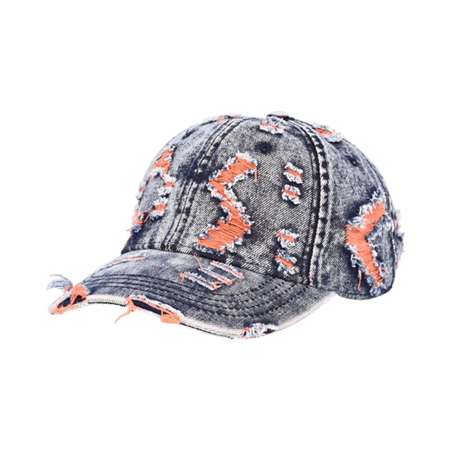 Retro Frayed Denim Adjustable Distressed Baseball Cap