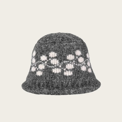 Jacquard Knit Winter Face Cover Bucket Hat