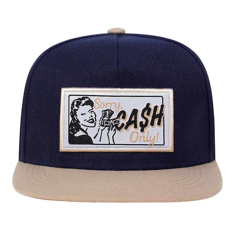 CASH Embroidered Flat Brim Street Hip Hop Baseball Hat