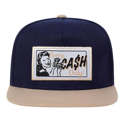 CASH Embroidered Flat Brim Street Hip Hop Baseball Hat