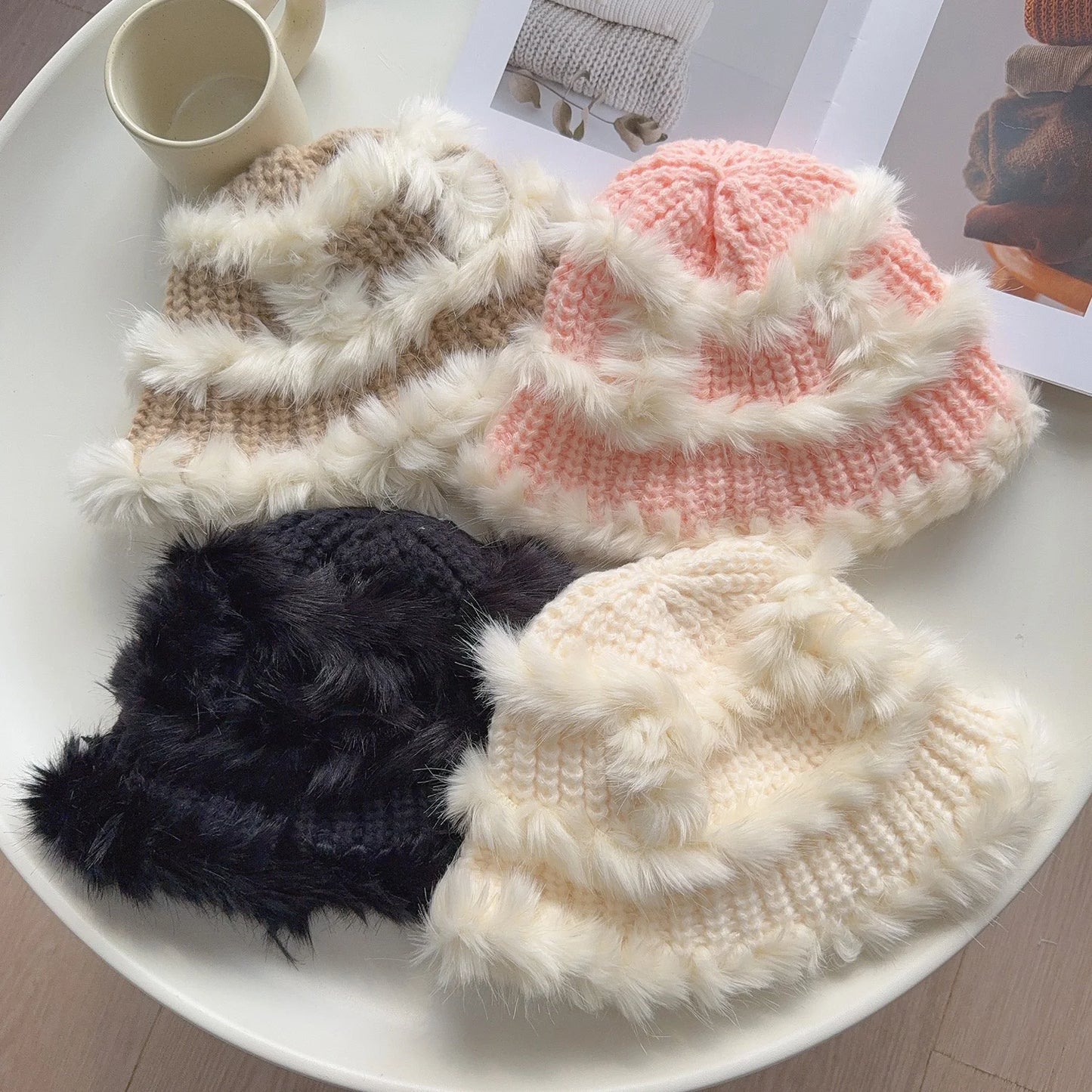 Faux Mink Plush Winter Korean Bucket Hat