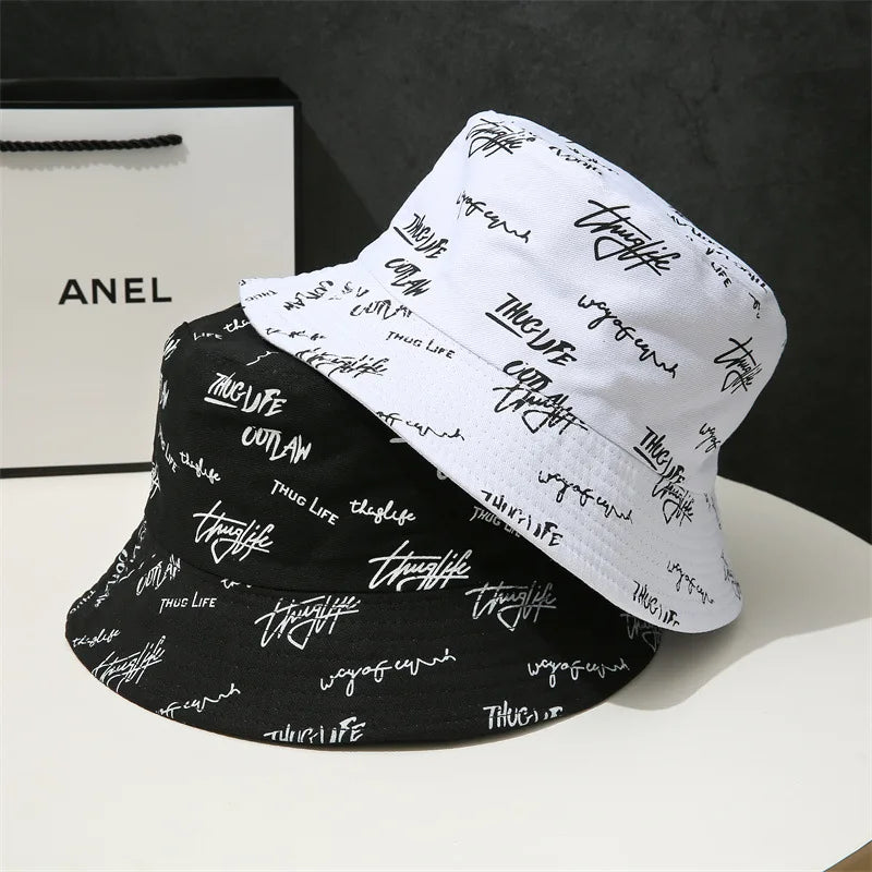 Double-Sided Graffiti Embroidered Fishing Bucket Hat Unisex