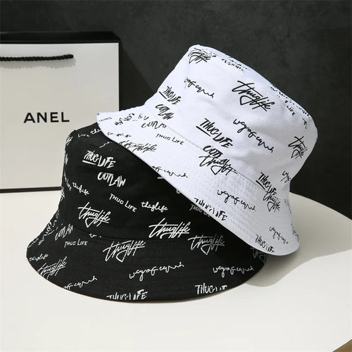 Double-Sided Graffiti Embroidered Fishing Bucket Hat Unisex