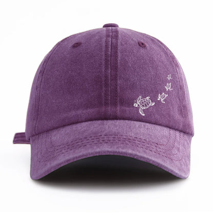 Turtle Print Minimalist Retro Washed Baseball Cap