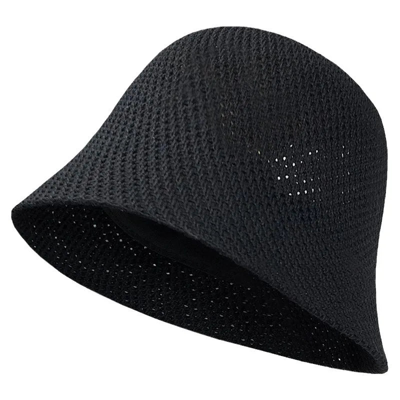 Hollow Breathable Wide Brim Summer Bucket Hat