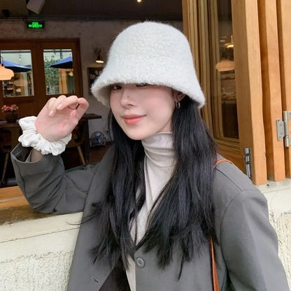 Korean Lamb Wool Winter Bucket Hat