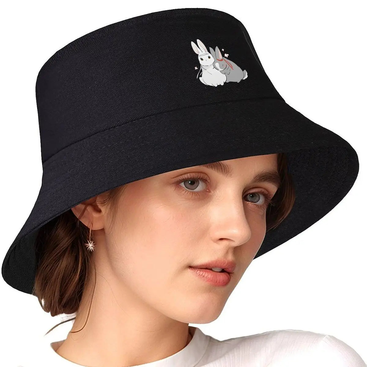 Wangxian Cute Couple Bunnies Fan Art Bucket Hat