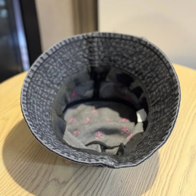 Butterfly Embroidery Denim Summer Fisherman Bucket Hat