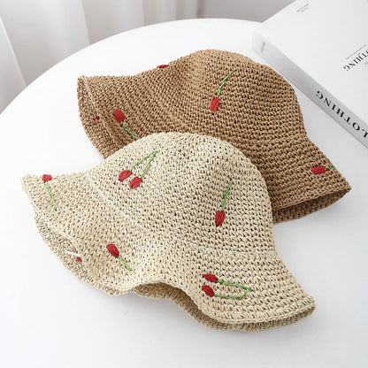 Cherry Decoration Summer Sun Protection Bucket Hat