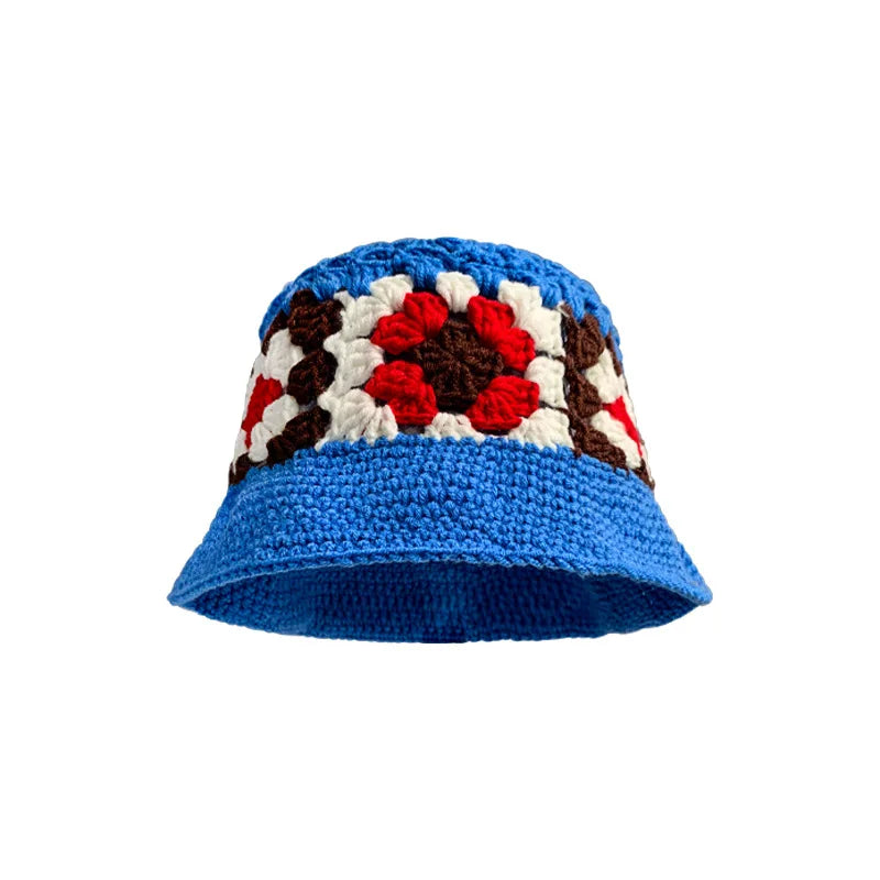 Women Hollow Flower Crochet Autumn Winter Bucket Hat