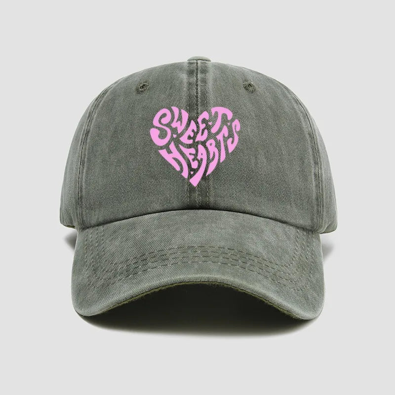 Pink Heart Letter Print Baseball Cap