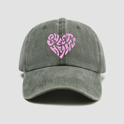 Pink Heart Letter Print Baseball Cap