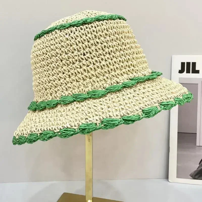 Spring Autumn Handmade Crochet Lattice Women Bucket Hat