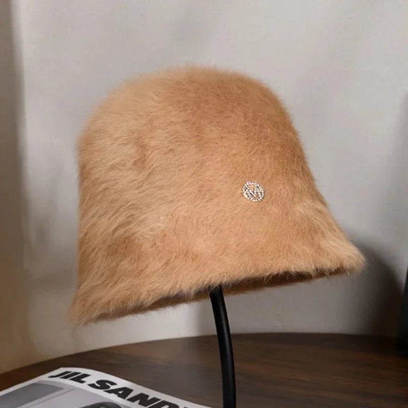Cute Fleece Solid Color Winter Bucket Hat