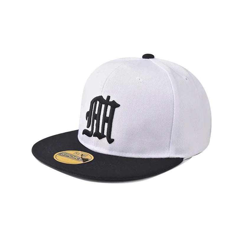 Unisex HH Letter Embroidery Flat Brim Hip Hop Cap