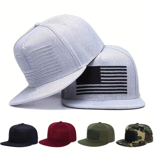 American Flag Embroidery Snapback Cap