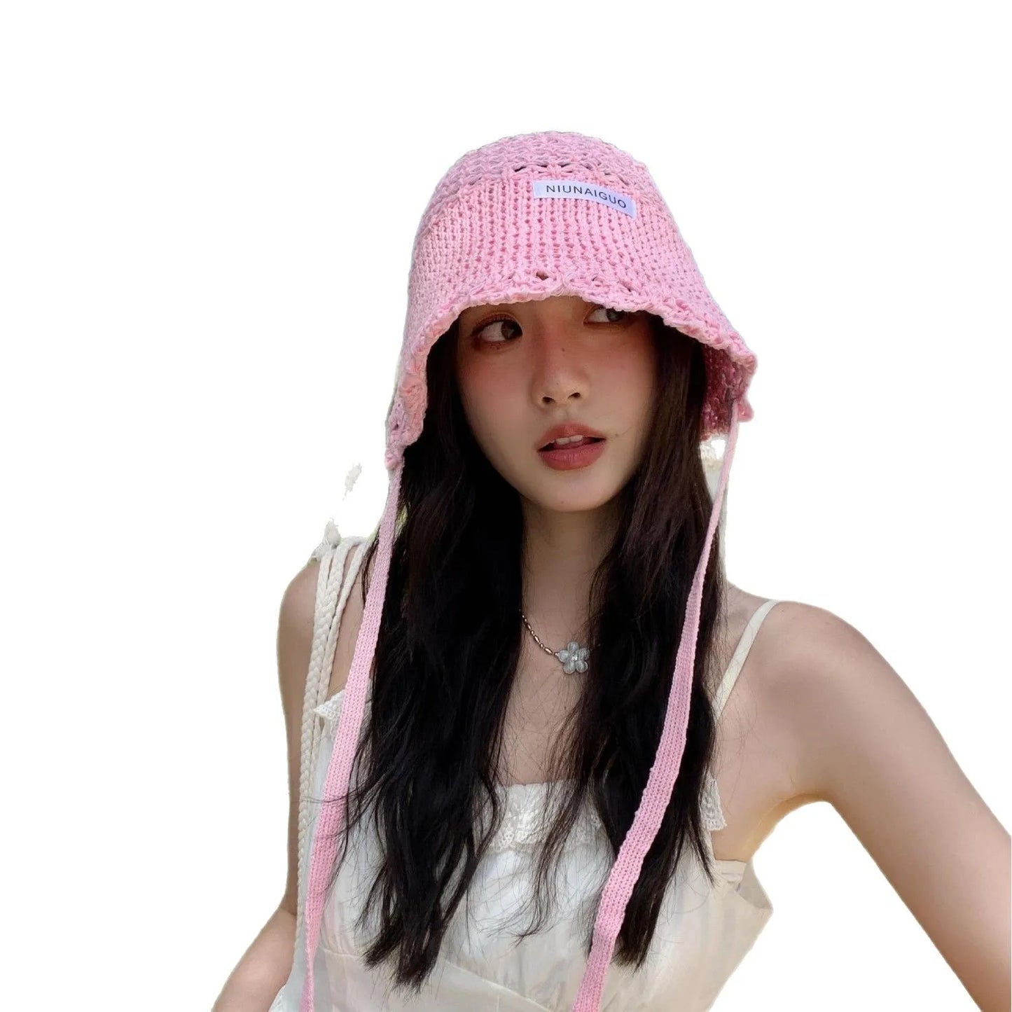 Womens Blue Woven Fisherman Large Brim Bucket Hat