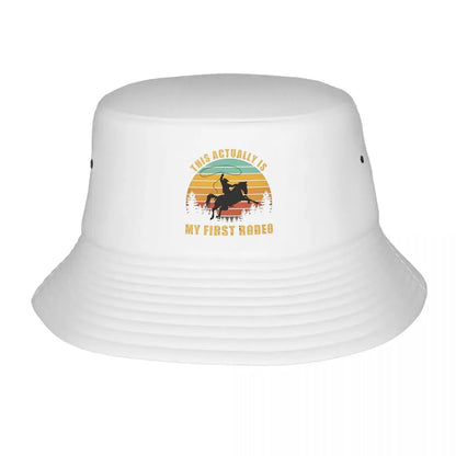 First Rodeo Cowboy Retro Sunset Bucket Hat