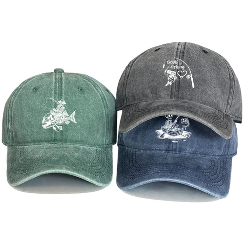Fishing Skulls Washed Cotton Snapback Caps