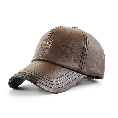 Premium PU Leather Winter Baseball Cap
