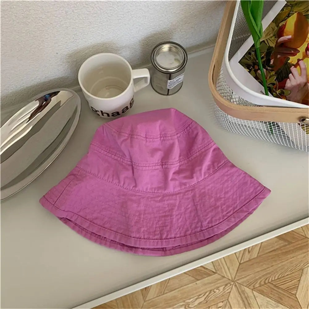 Solid Color Breathable Sunscreen Bucket Hat