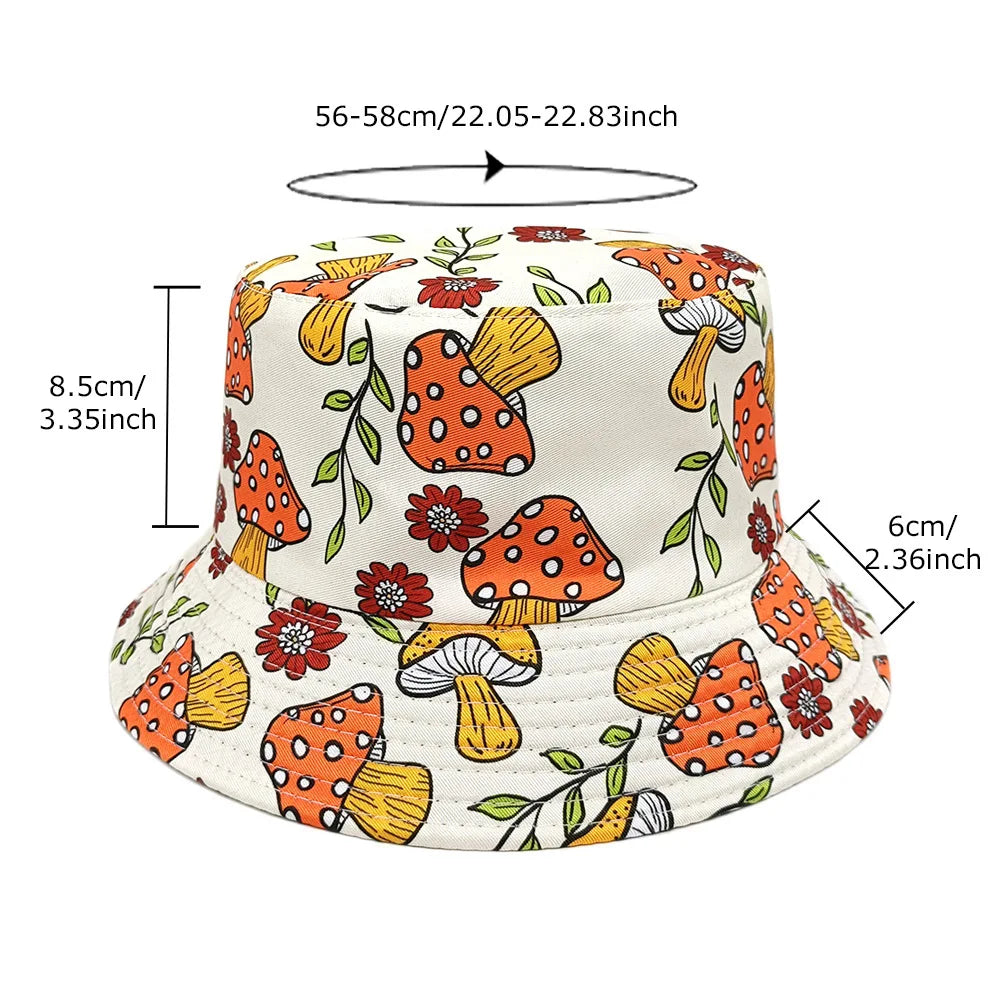 Cartoon Mushroom Printing Bucket Hat