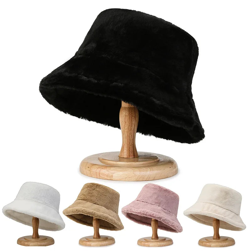 Warm Thick Solid Color Women's Bucket Hat