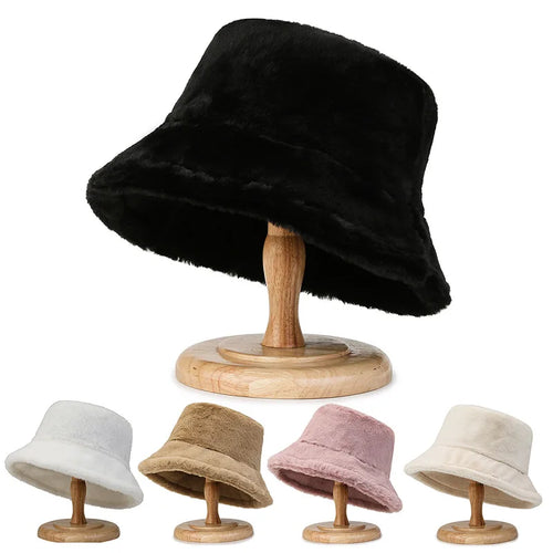 Warm Thick Solid Color Women's Bucket Hat