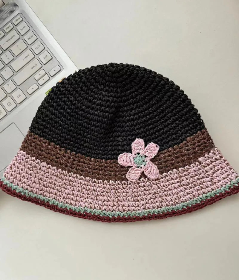 Women Hollow Flower Crochet Spring Summer Bucket Hat