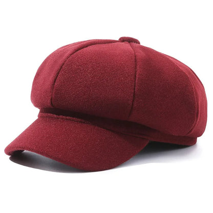 Woolen Solid Color Winter Baseball Cap