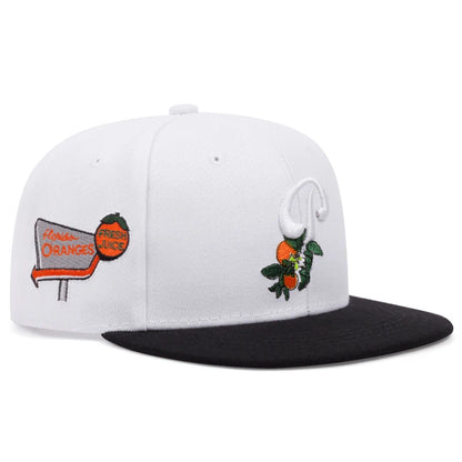 P Leaf Fruit Embroidered Flat Brim Baseball Hat