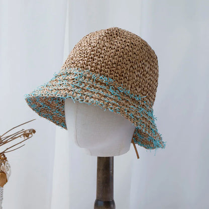 Y2K Korean Straw Summer Fisherman Bucket Hat