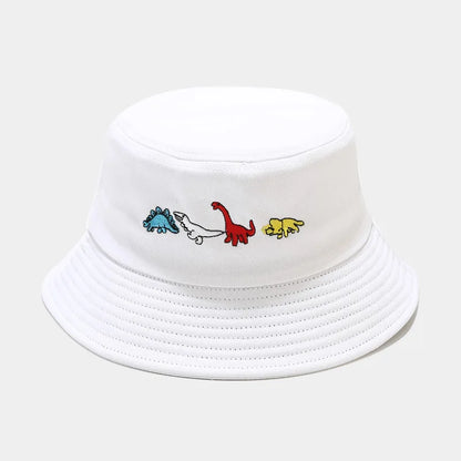 Cute Dinosaur Embroidered Cotton Bucket Hat