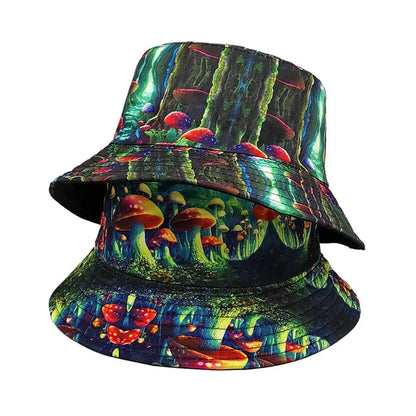 Cotton Mushroom Print Bucket Hat