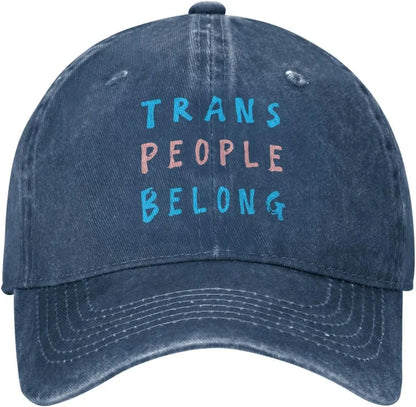 Trans People Belong Washed Cotton Baseball Cap
