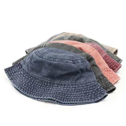 Vintage Washed Denim Foldable Bucket Hat