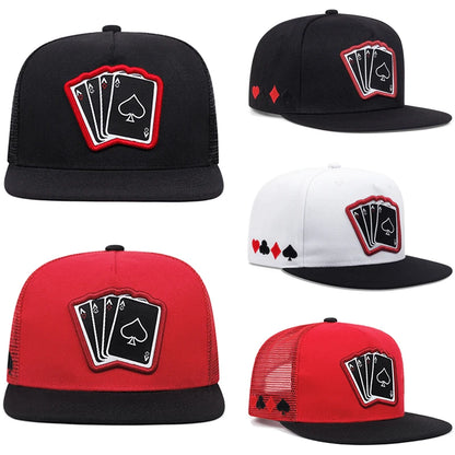 Poker A Four Flat-Brim Mesh Snapback