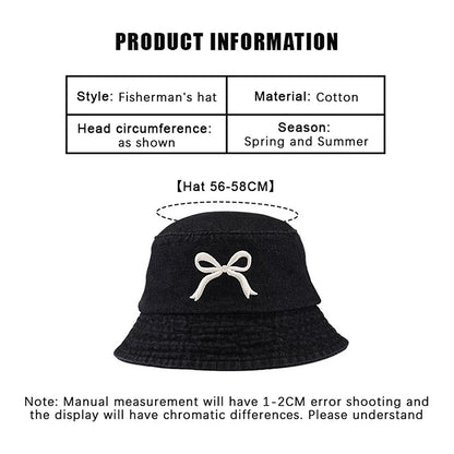 Butterfly Embroidery Cotton Denim Summer Bucket Hat
