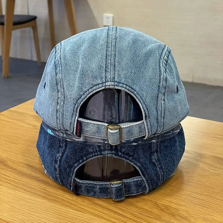 Vintage Denim Flat Brim Baseball Cap Unisex Snapback
