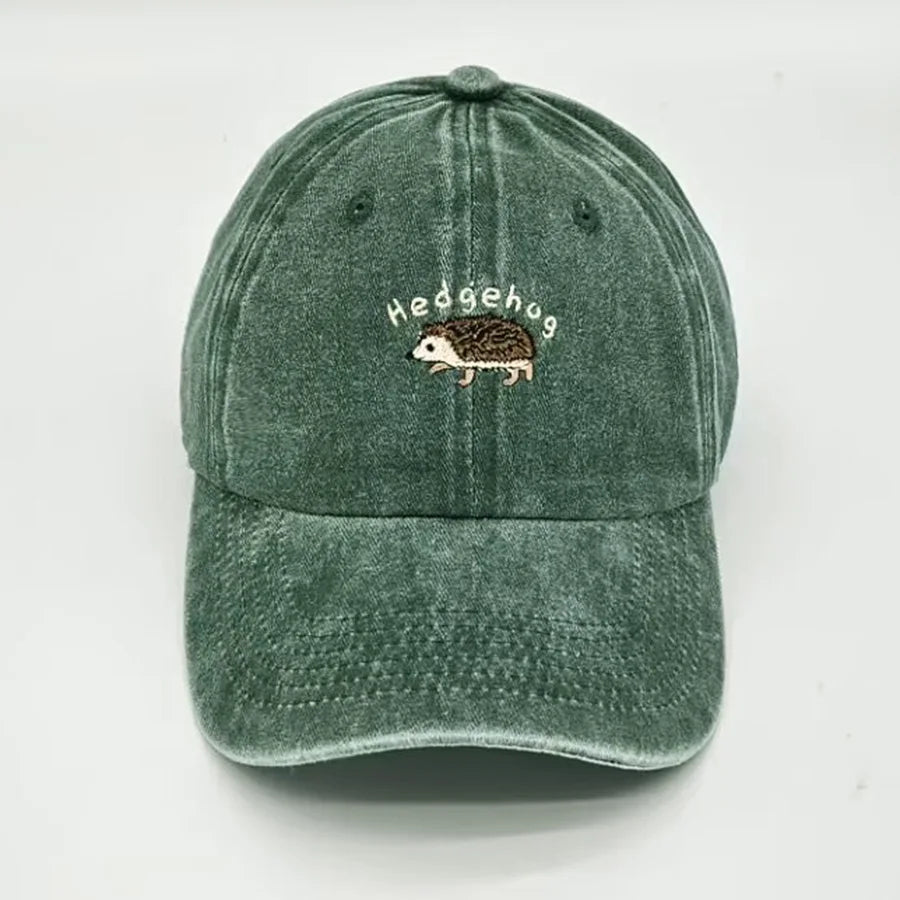 Mini Hedgehog Embroidery Vintage Cotton Baseball Cap