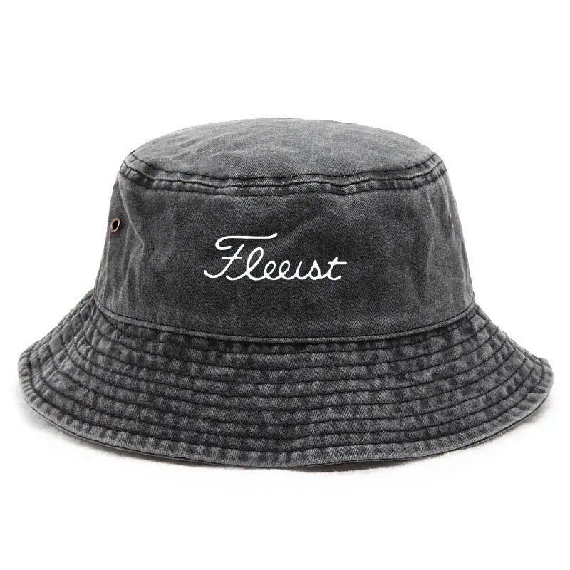 Vintage Washed Fish Logo Bucket Hat
